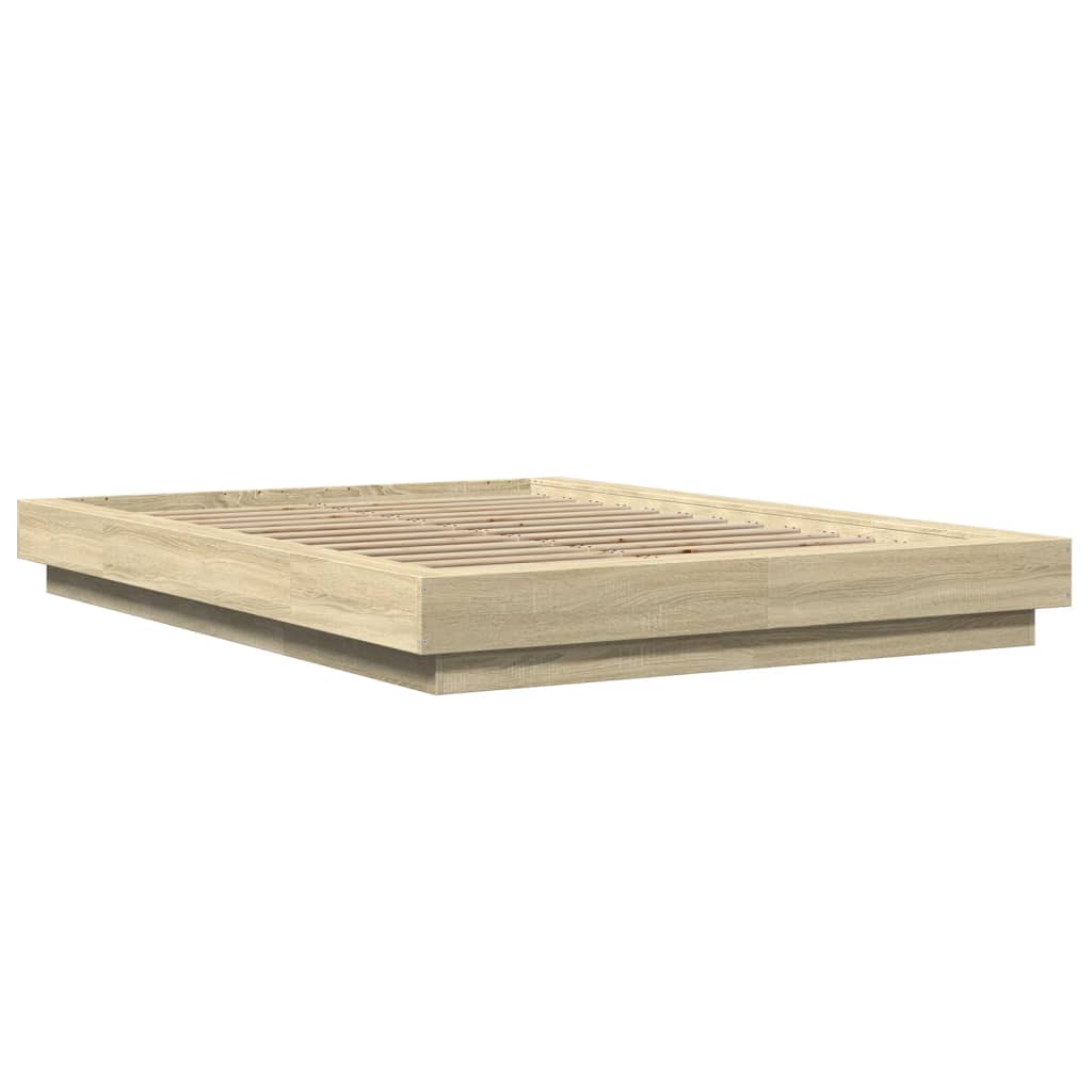 vidaXL Bed Frame with LED Lights without Mattress Sonoma Oak 140x200cm