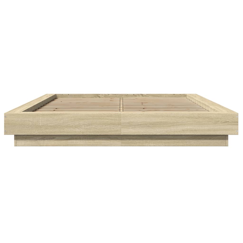 vidaXL Bed Frame with LED Lights without Mattress Sonoma Oak 140x200cm