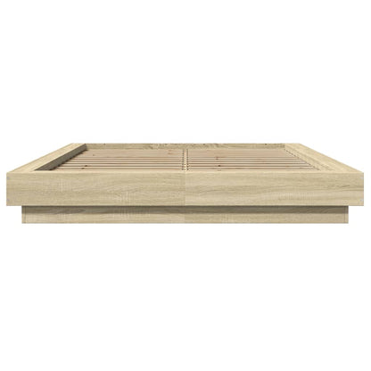 vidaXL Bed Frame with LED Lights without Mattress Sonoma Oak 140x200cm