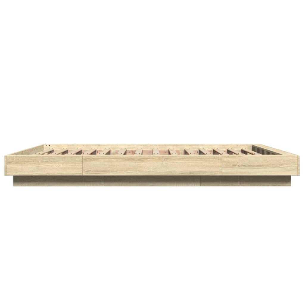 vidaXL Bed Frame with LED Lights without Mattress Sonoma Oak 140x200cm