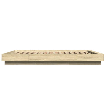 vidaXL Bed Frame with LED Lights without Mattress Sonoma Oak 140x200cm
