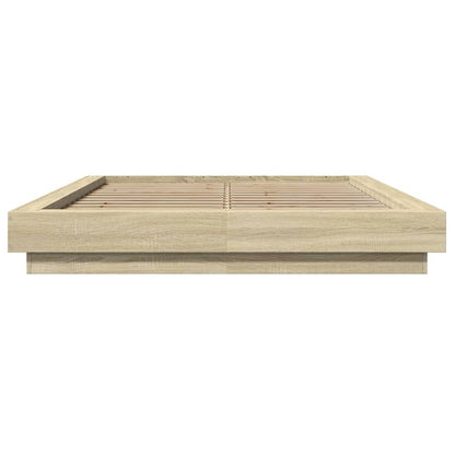 vidaXL Bed Frame with LED Lights without Mattress Sonoma Oak 120x200cm