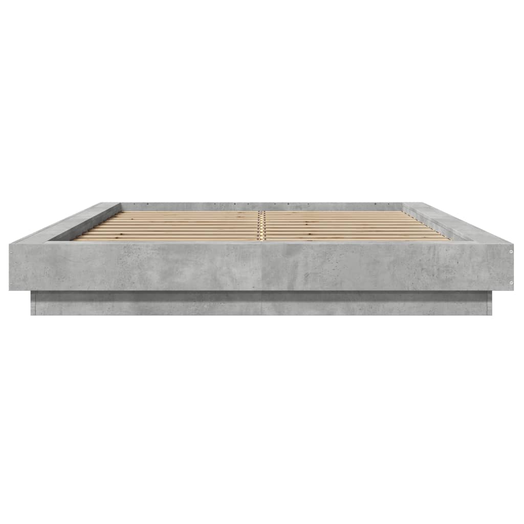 vidaXL Bed Frame with LED Lights without Mattress Concrete Grey 120x200cm