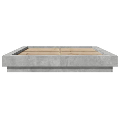 vidaXL Bed Frame with LED Lights without Mattress Concrete Grey 120x200cm
