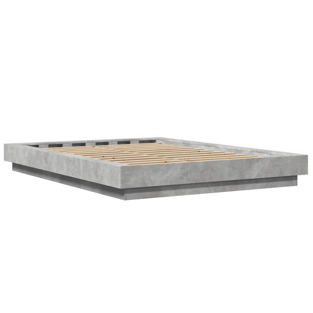 vidaXL Bed Frame with LED Lights without Mattress Concrete Grey 120x200cm