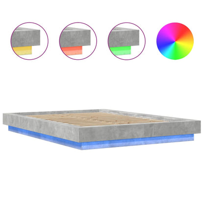 vidaXL Bed Frame with LED Lights without Mattress Concrete Grey 120x200cm