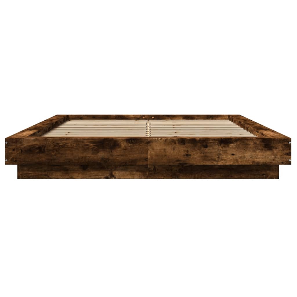 vidaXL Bed Frame with LED Lights without Mattress Smoked Oak 120x200cm