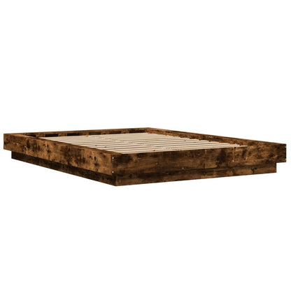 vidaXL Bed Frame with LED Lights without Mattress Smoked Oak 120x200cm