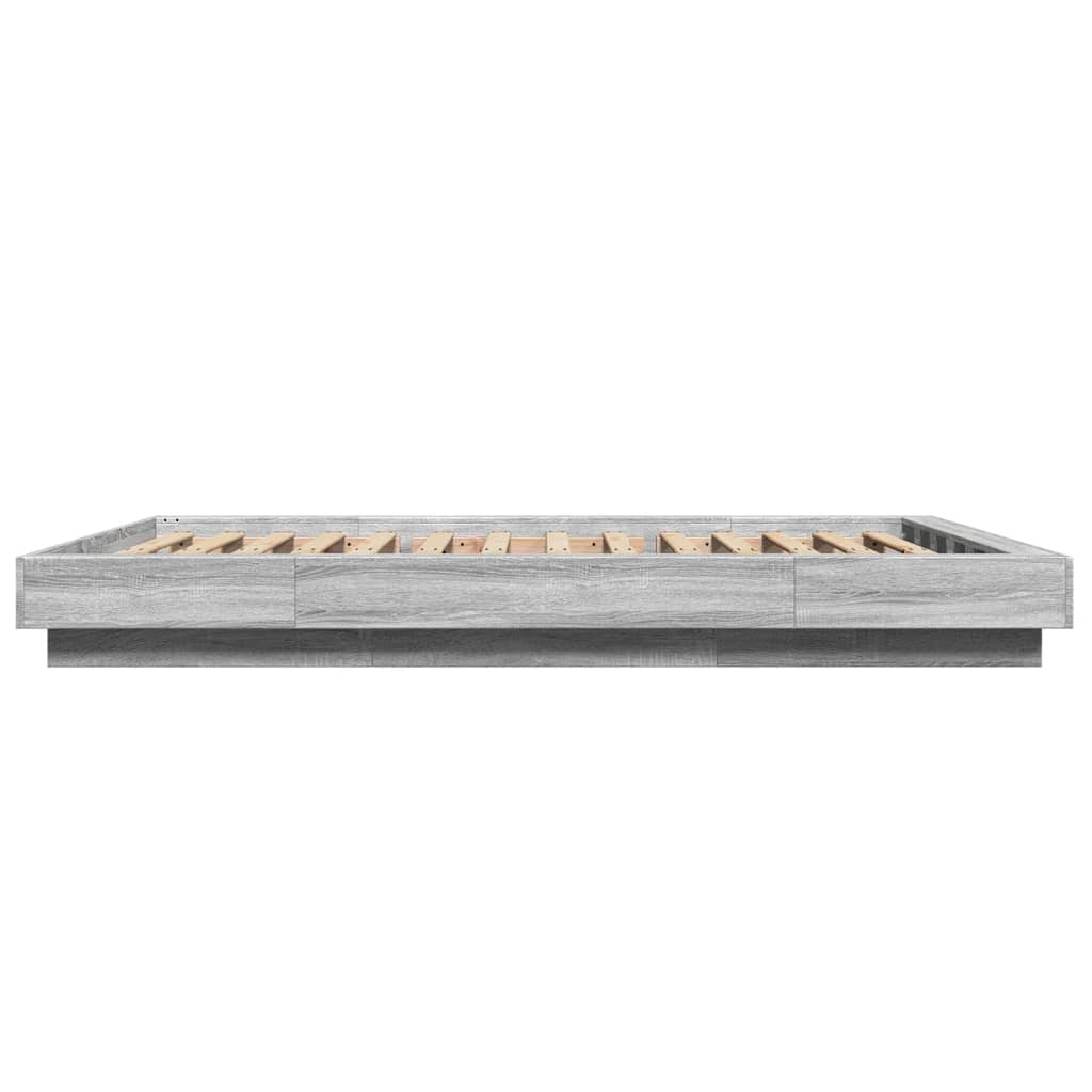 vidaXL Bed Frame with LED Lights without Mattress Grey Sonoma 120x200cm