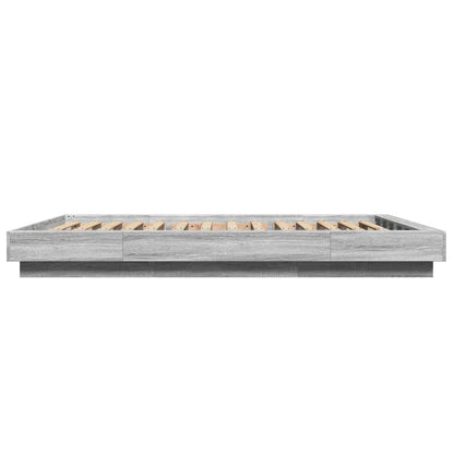 vidaXL Bed Frame with LED Lights without Mattress Grey Sonoma 120x200cm