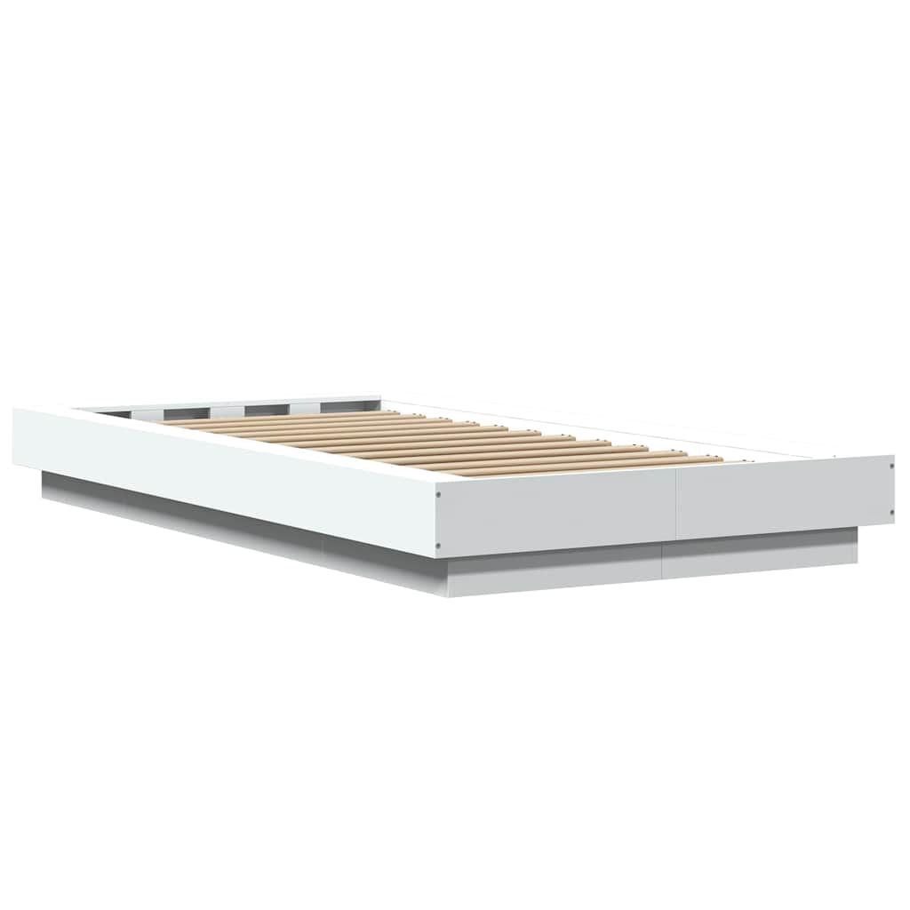 vidaXL Bed Frame with LED Lights without Mattress White 100x200cm