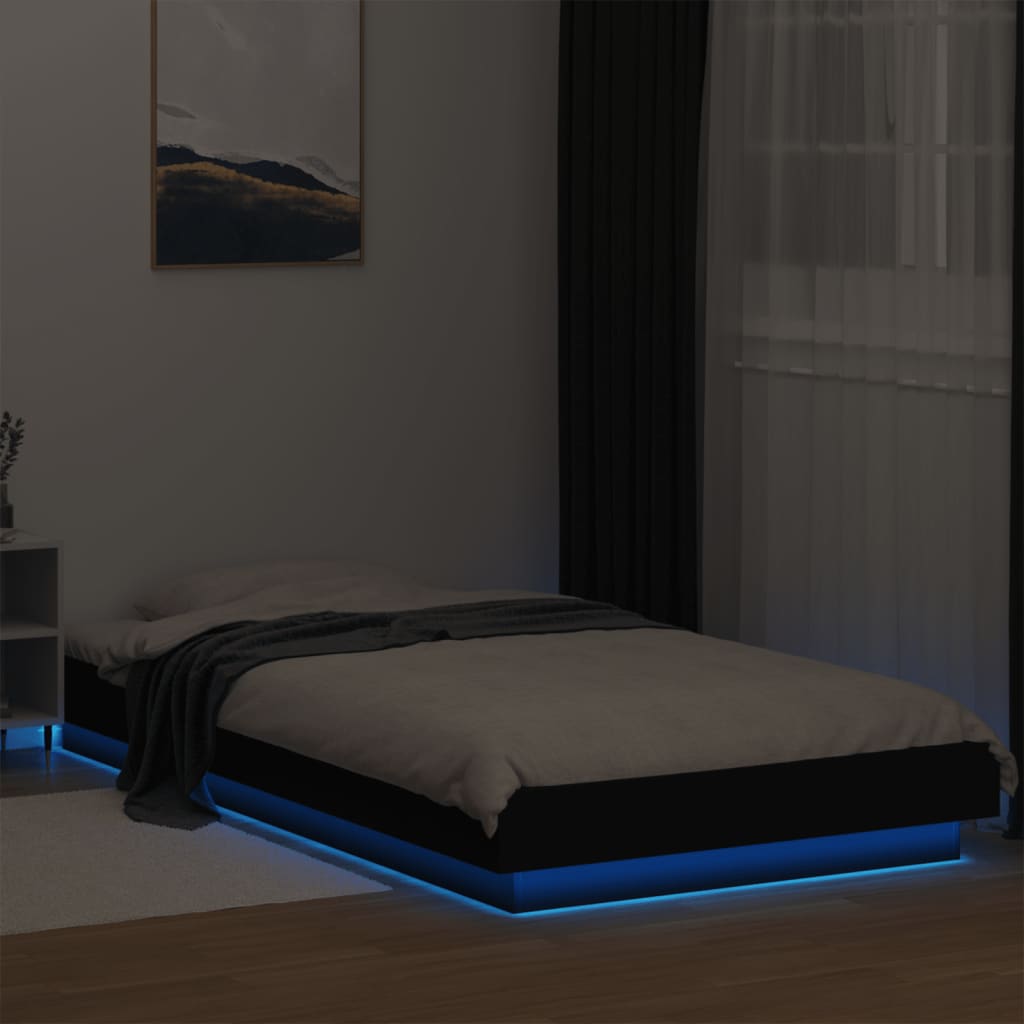 vidaXL Bed Frame with LED Lights without Mattress Black 100x200cm