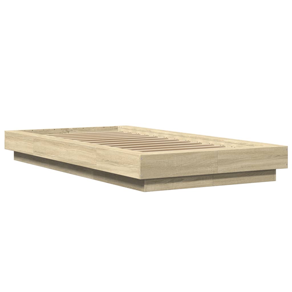vidaXL Bed Frame with LED Lights without Mattress Sonoma Oak 100x200cm