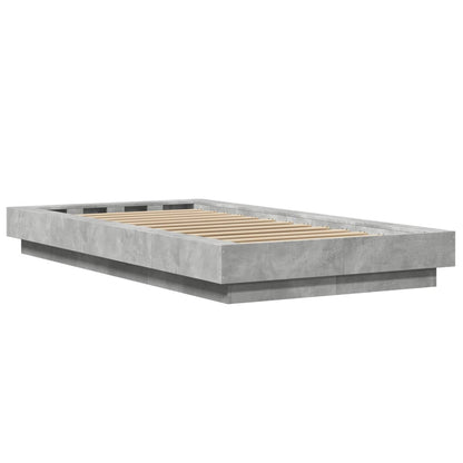 vidaXL Bed Frame with LED without Mattress Concrete Grey 100x200 cm
