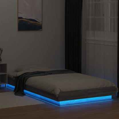 vidaXL Bed Frame with LED Lights without Mattress Grey Sonoma 100x200cm