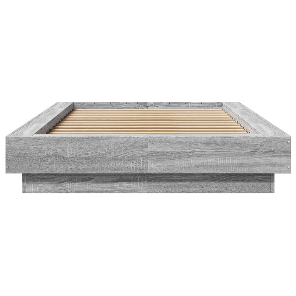 vidaXL Bed Frame with LED Lights without Mattress Grey Sonoma 100x200cm