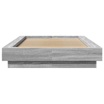 vidaXL Bed Frame with LED Lights without Mattress Grey Sonoma 100x200cm