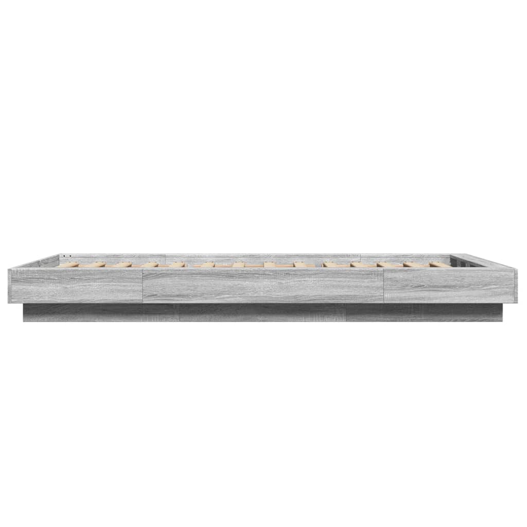 vidaXL Bed Frame with LED Lights without Mattress Grey Sonoma 100x200cm