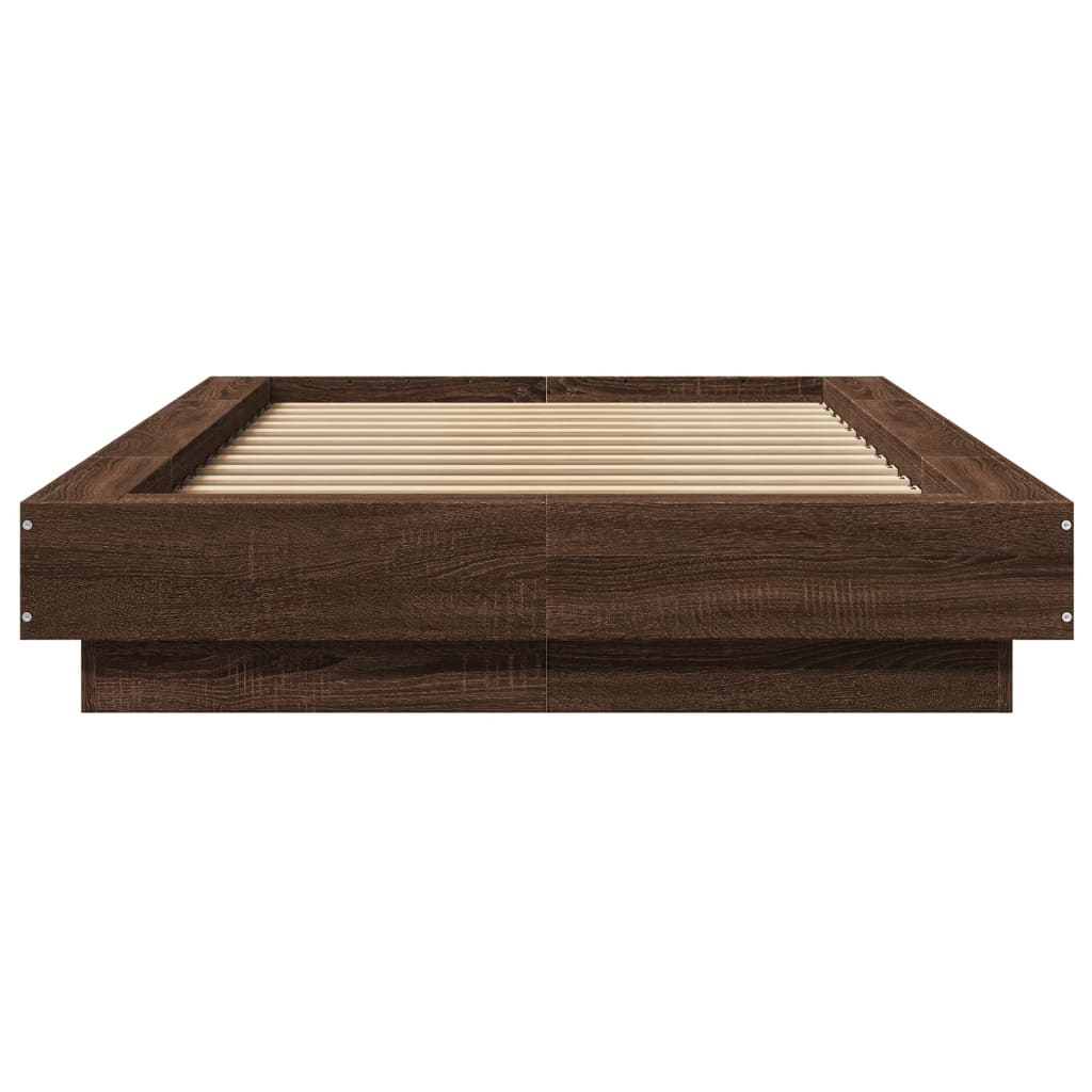 vidaXL Bed Frame with LED Lights without Mattress Brown Oak 100x200cm