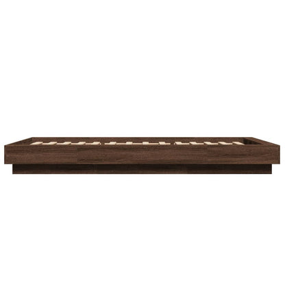 vidaXL Bed Frame with LED Lights without Mattress Brown Oak 100x200cm