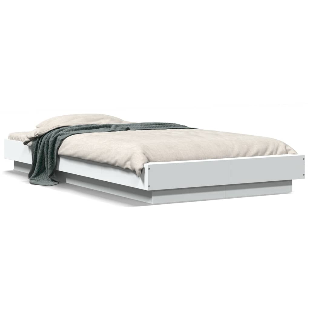 vidaXL Bed Frame with LED Lights without Mattress White 90x200cm