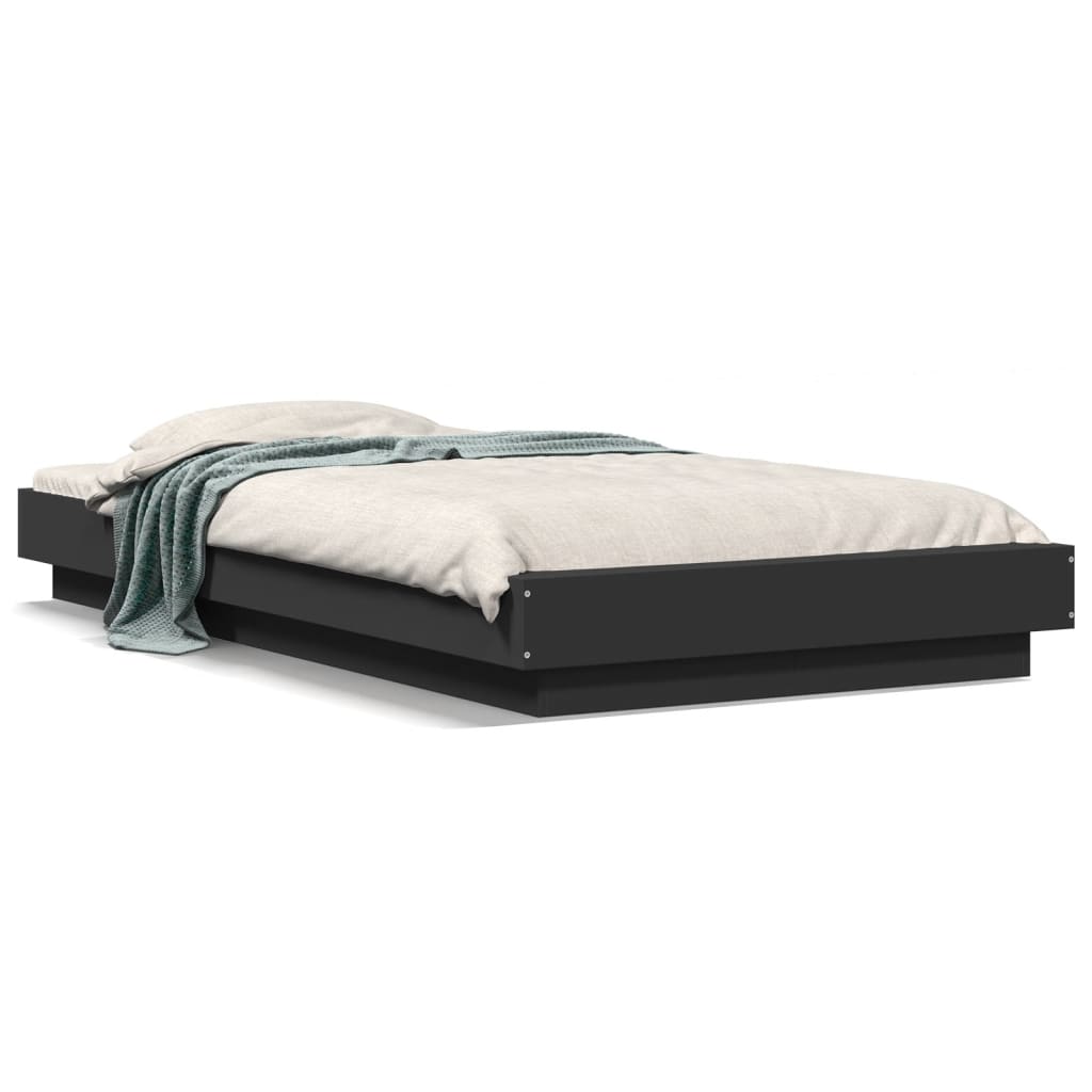 vidaXL Bed Frame with LED Lights without Mattress Black 90x200cm