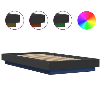 vidaXL Bed Frame with LED Lights without Mattress Black 90x200cm