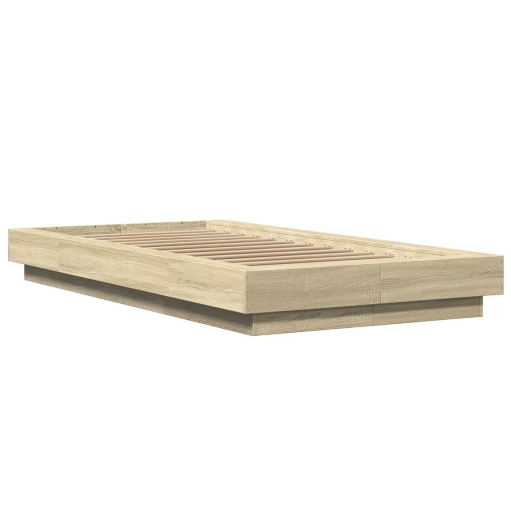 vidaXL Bed Frame with LED Lights without Mattress Sonoma Oak 90x200cm
