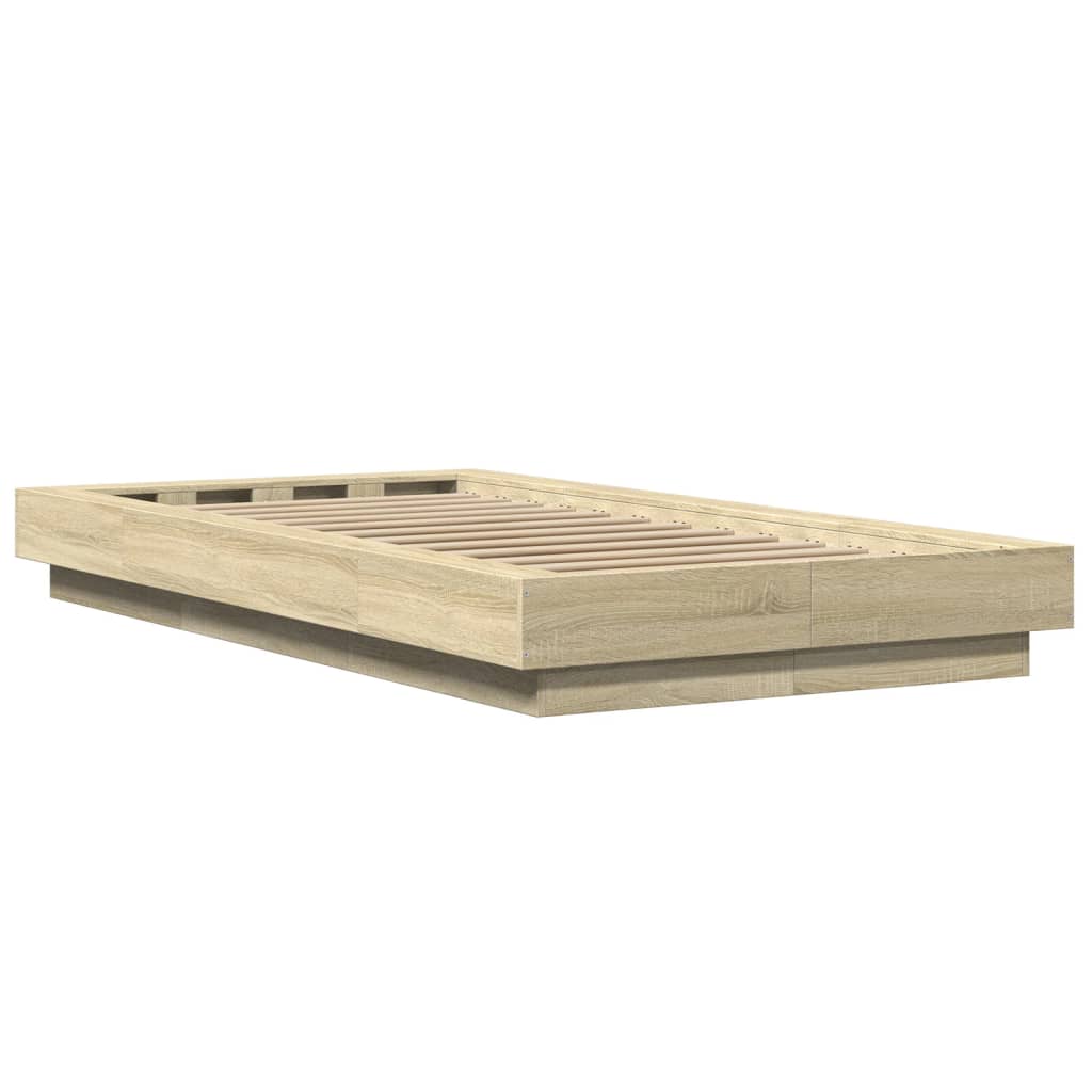 vidaXL Bed Frame with LED Lights without Mattress Sonoma Oak 90x200cm