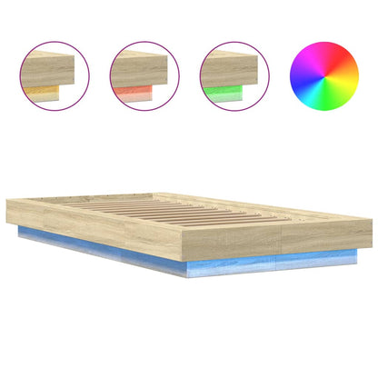 vidaXL Bed Frame with LED Lights without Mattress Sonoma Oak 90x200cm