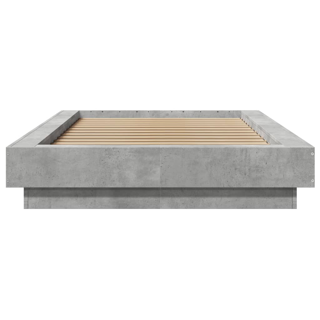 vidaXL Bed Frame with LED Lights without Mattress Concrete Grey 90x200cm