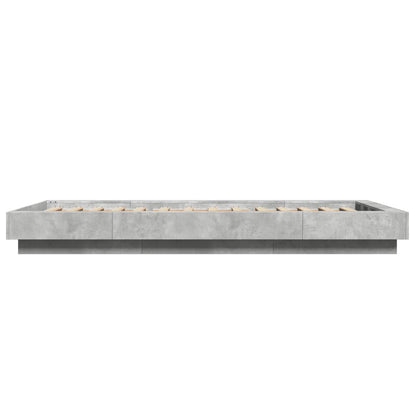 vidaXL Bed Frame with LED Lights without Mattress Concrete Grey 90x200cm