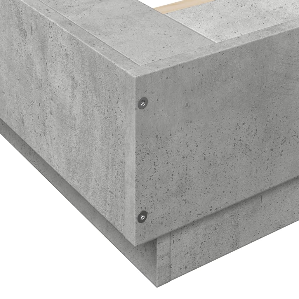 vidaXL Bed Frame with LED Lights without Mattress Concrete Grey 90x200cm