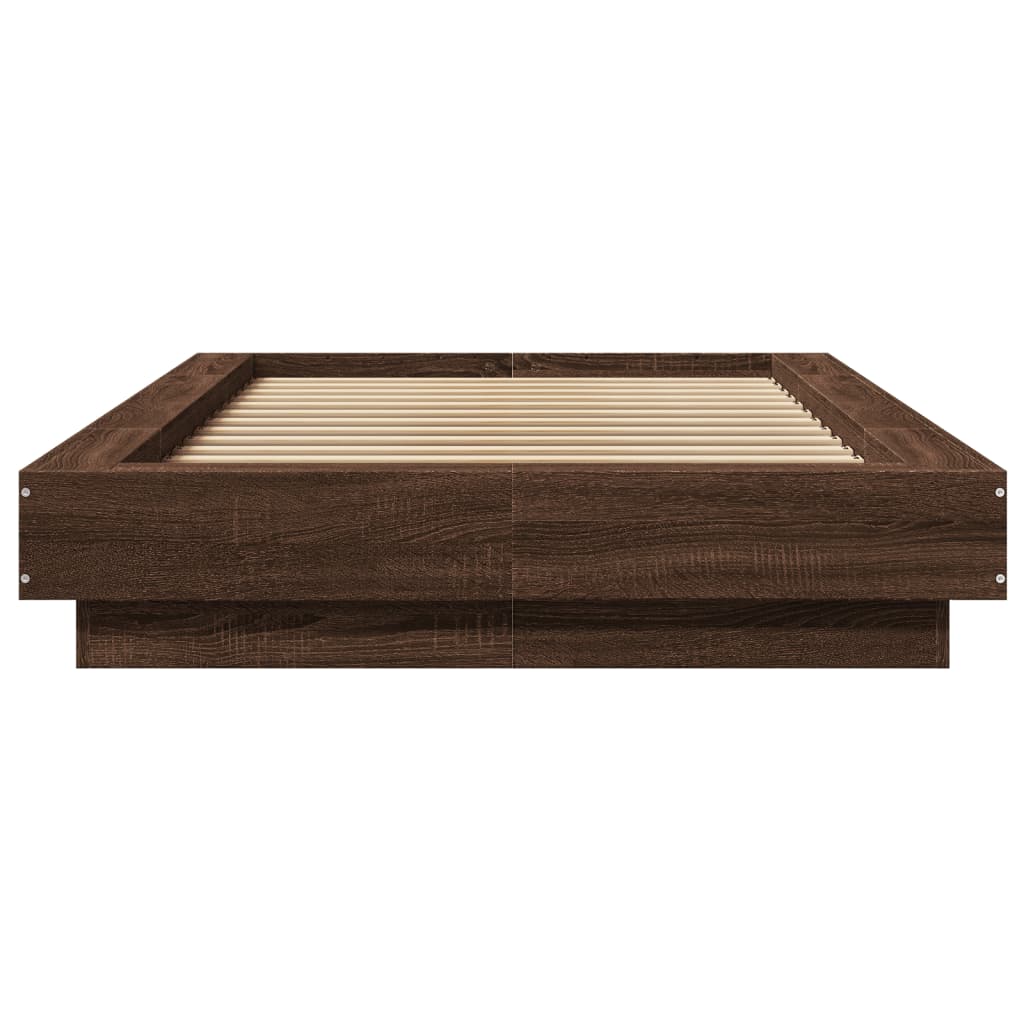 vidaXL Bed Frame with LED Lights without Mattress Brown Oak 90x200cm