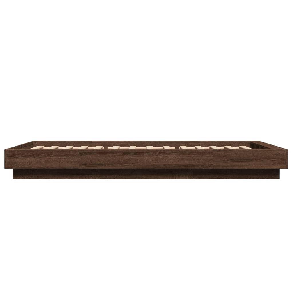 vidaXL Bed Frame with LED Lights without Mattress Brown Oak 90x200cm