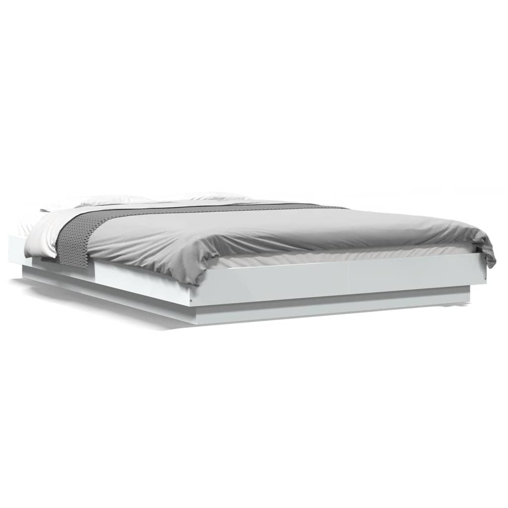 vidaXL Bed Frame with LED Lights without Mattress White 140x190cm