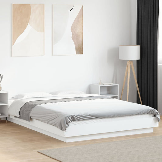 vidaXL Bed Frame with LED Lights without Mattress White 140x190cm