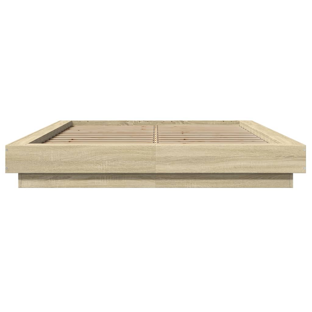 vidaXL Bed Frame with LED Lights without Mattress Sonoma Oak 140x190cm