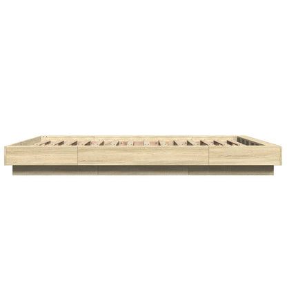 vidaXL Bed Frame with LED Lights without Mattress Sonoma Oak 140x190cm