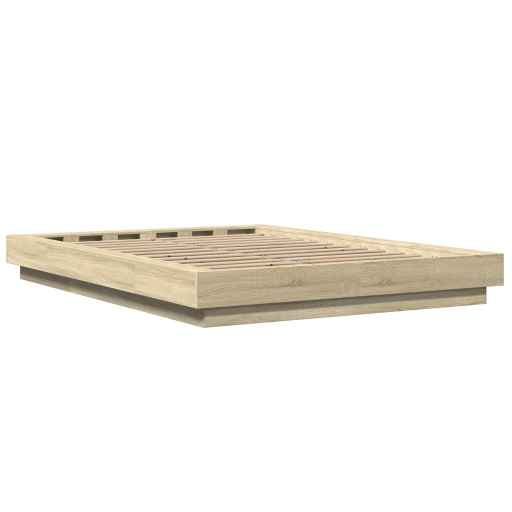 vidaXL Bed Frame with LED Lights without Mattress Sonoma Oak 140x190cm