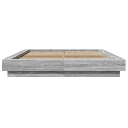 vidaXL Bed Frame with LED without Mattress Grey Sonoma 140x190 cm