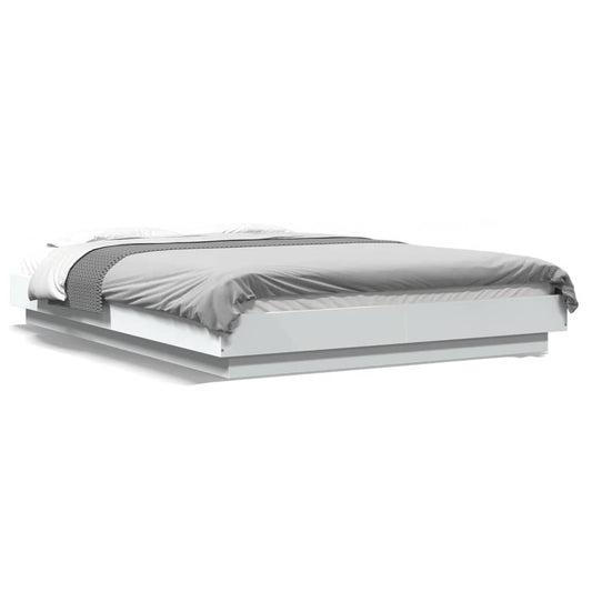 vidaXL Bed Frame with LED Lights without Mattress White 135x190cm