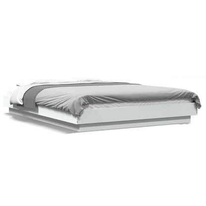 vidaXL Bed Frame with LED Lights without Mattress White 135x190cm