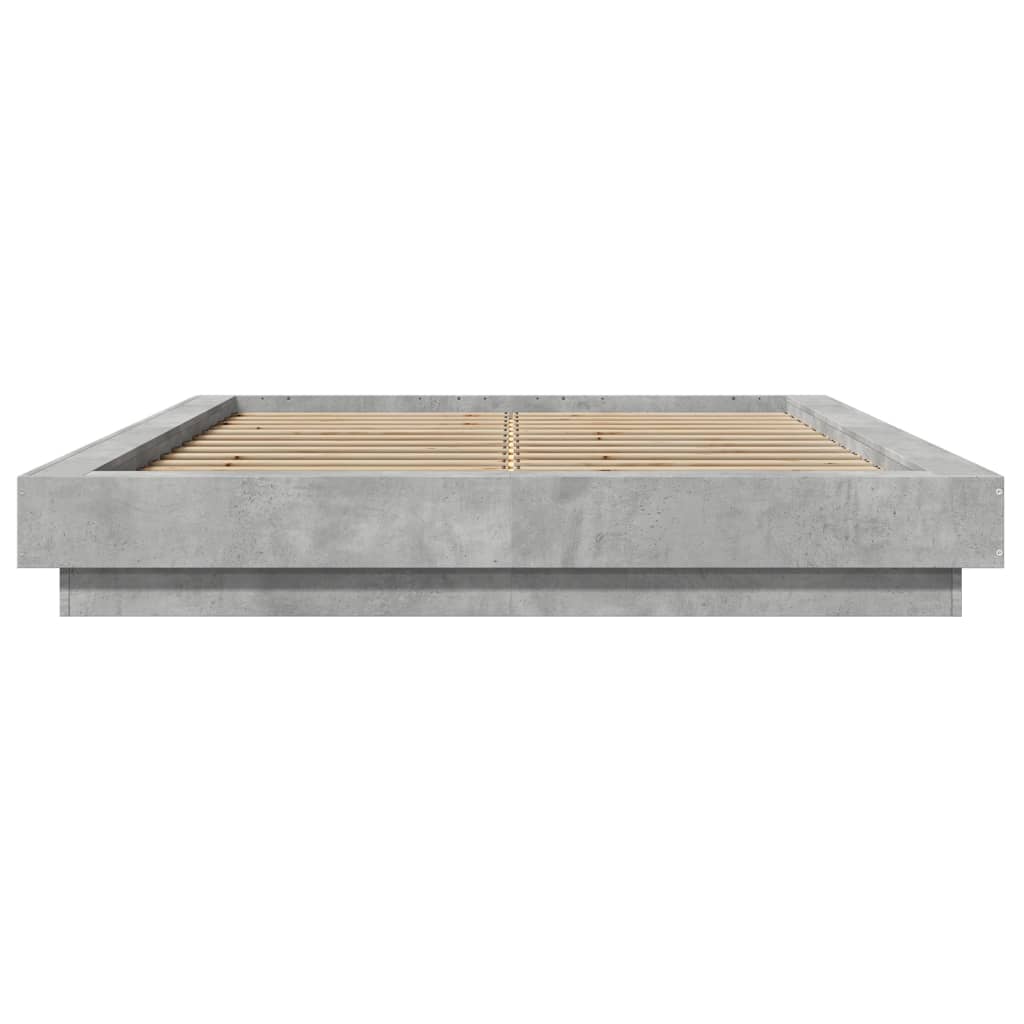 vidaXL Bed Frame with LED Lights without Mattress Concrete Grey 135x190cm