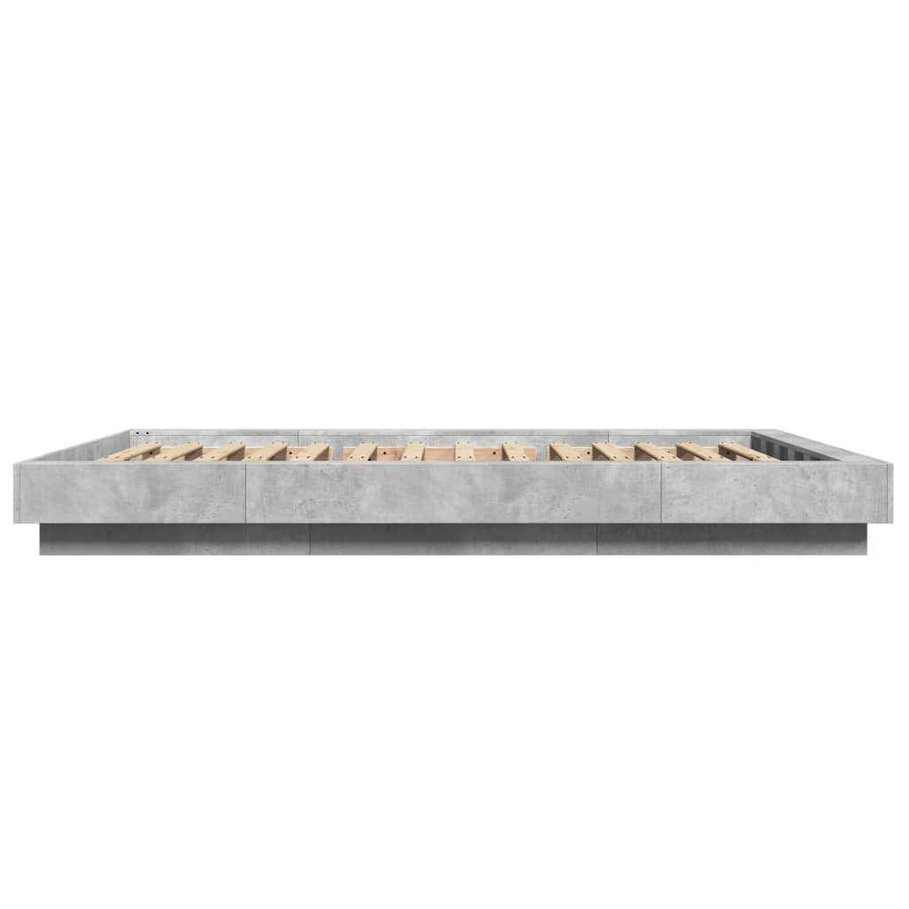 vidaXL Bed Frame with LED Lights without Mattress Concrete Grey 135x190cm
