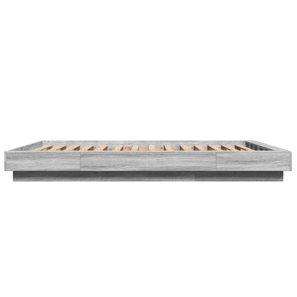 vidaXL Bed Frame with LED Lights without Mattress Grey Sonoma 135x190cm