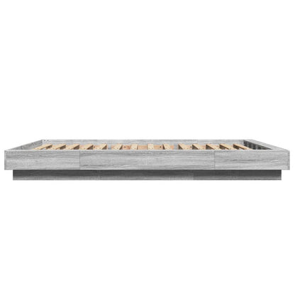 vidaXL Bed Frame with LED Lights without Mattress Grey Sonoma 135x190cm
