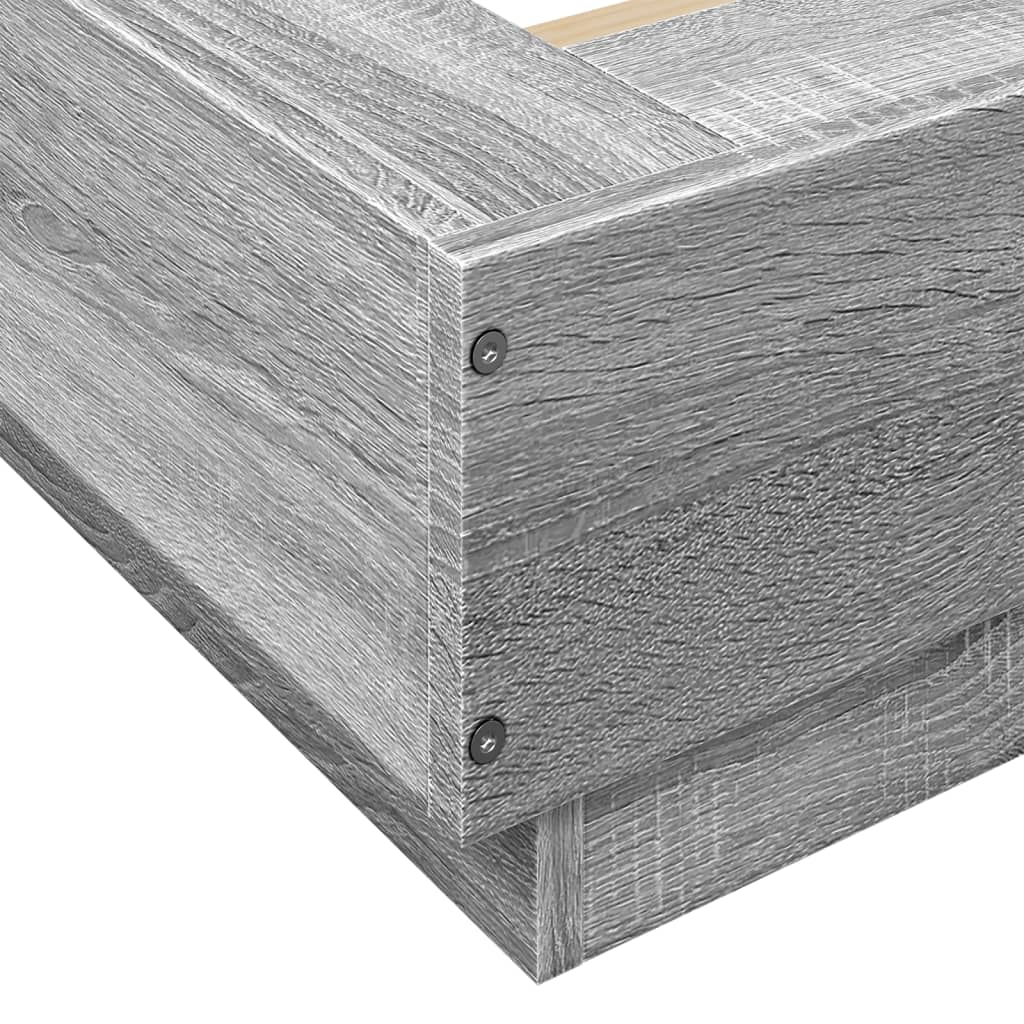 vidaXL Bed Frame with LED Lights without Mattress Grey Sonoma 135x190cm