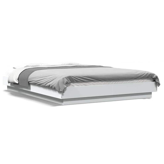 vidaXL Bed Frame with LED Lights without Mattress White 120x190cm