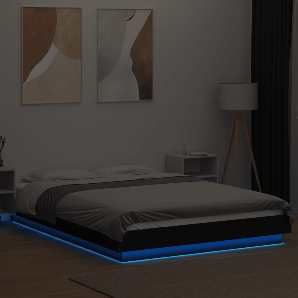 vidaXL Bed Frame with LED Lights without Mattress Black 120x190cm